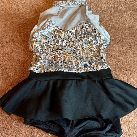 Weissman Silver and Black Tap or Acro Dance Costume - Picture 1 of 3